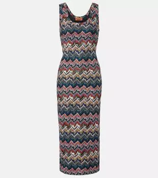 Зигзагообразное платье миди из ламе Missoni, Multicolor tones
