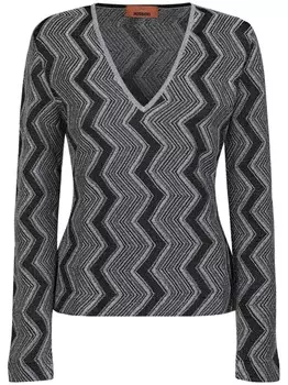 Зигзагообразный металлический джемпер Missoni, черный