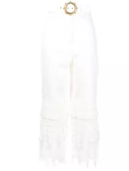 ZIMMERMANN брюки с завышенной талией и вышивкой, белый