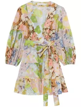 ZIMMERMANN хлопковое платье с абстрактным рисунком, зеленый