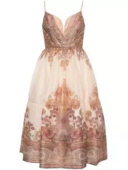 ZIMMERMANN иллюстрация миди платье, нейтральный цвет