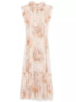 ZIMMERMANN иллюстрация миди платье, нейтральный цвет