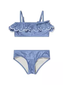 ZIMMERMANN Kids бикини с фестонами, синий