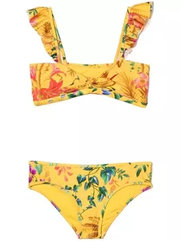 ZIMMERMANN Kids бикини с принтом Tropicana, желтый