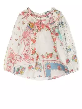ZIMMERMANN Kids блузка с цветочным принтом, нейтральный цвет