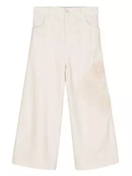 ZIMMERMANN Kids брюки Halliday с цветочной аппликацией, нейтральный цвет