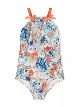 ZIMMERMANN Kids купальник с цветочным принтом, синий