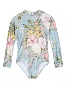 ZIMMERMANN Kids купальник Waverly с цветочным принтом, синий