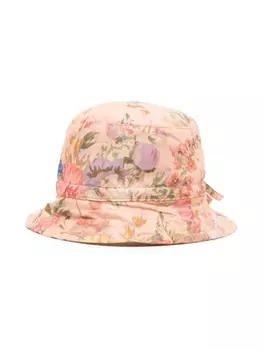 ZIMMERMANN Kids панама с кулиской и цветочным принтом, розовый