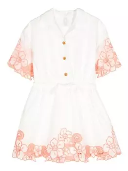 ZIMMERMANN Kids платье с цветочной вышивкой, белый