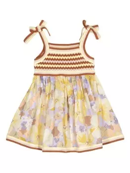 ZIMMERMANN Kids платье с цветочным принтом, коричневый