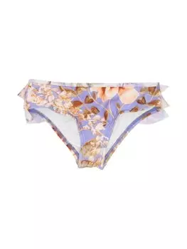 ZIMMERMANN Kids плавки бикини с цветочным принтом и оборками, фиолетовый