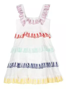 ZIMMERMANN Kids ярусное платье Raie со сборками, белый
