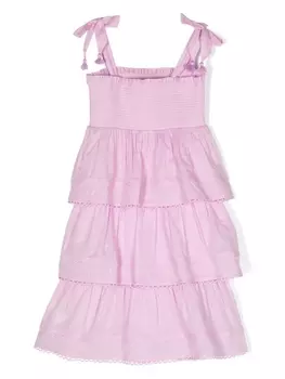ZIMMERMANN Kids ярусное платье с завязками, фиолетовый