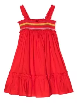 ZIMMERMANN Kids ярусное платье со сборками, красный