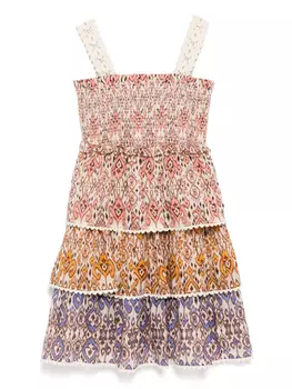 ZIMMERMANN Kids ярусное платье со сборками, нейтральный цвет