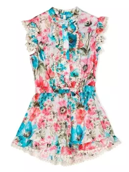 ZIMMERMANN Kids ромпер Halcyon с цветочным принтом, синий