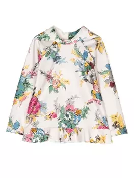 ZIMMERMANN Kids рубашка Clover с оборками, мультиколор