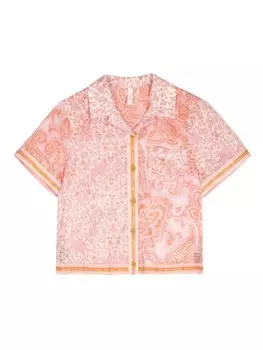 ZIMMERMANN Kids рубашка из хлопка с принтом пейсли Ottie, розовый