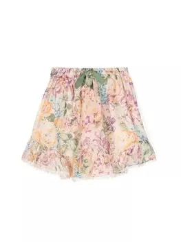 ZIMMERMANN Kids юбка Halliday с цветочным принтом, нейтральный цвет