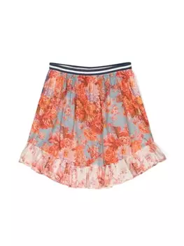 ZIMMERMANN Kids юбка с оборками и цветочным принтом, розовый