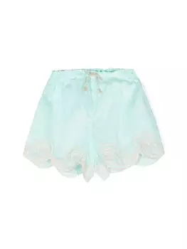 ZIMMERMANN Kids вышитые хлопковые шорты, синий