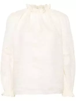 ZIMMERMANN льняная блузка с вышивкой, нейтральный цвет