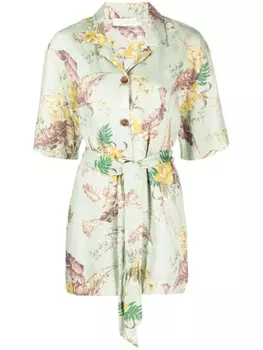 ZIMMERMANN льняная рубашка Matchmaker с цветочным принтом, зеленый