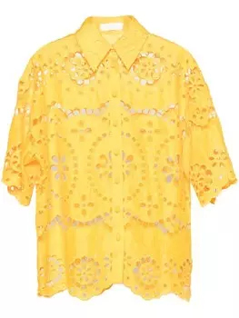 ZIMMERMANN льняная рубашка с вышивкой Pop, желтый