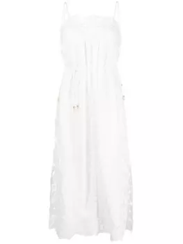 ZIMMERMANN льняное платье миди August Broderie, белый