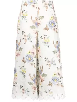 ZIMMERMANN льняные кюлоты Applique с завышенной талией, нейтральный цвет