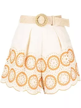 ZIMMERMANN льняные шорты с английской вышивкой, оранжевый
