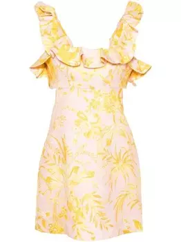 ZIMMERMANN мини-платье с золотыми оборками, розовый