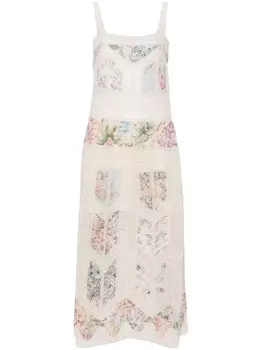 ZIMMERMANN платье Halliday с цветочным принтом и кружевом, нейтральный цвет