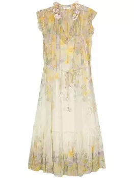 ZIMMERMANN платье Harmony с цветочной аппликацией, желтый