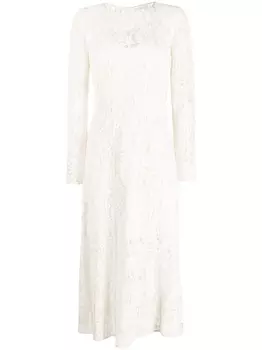 ZIMMERMANN платье миди Devi с цветочным кружевом, нейтральный цвет