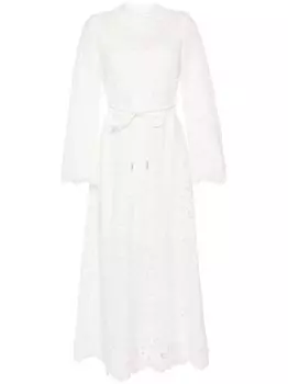 ZIMMERMANN платье миди Ottie с английской вышивкой, белый
