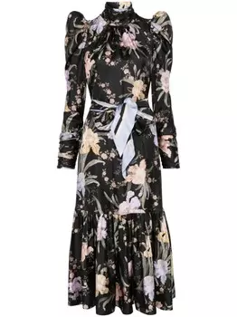 ZIMMERMANN платье миди с цветочным принтом, черный