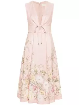 ZIMMERMANN платье миди Waverly Plunge, розовый