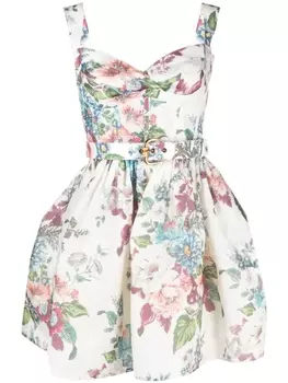 ZIMMERMANN платье мини Matchmaker с цветочным принтом, белый