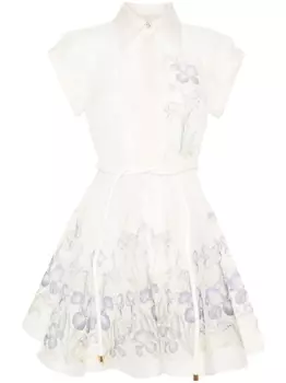 ZIMMERMANN платье мини Natura Flip с цветочным принтом, белый