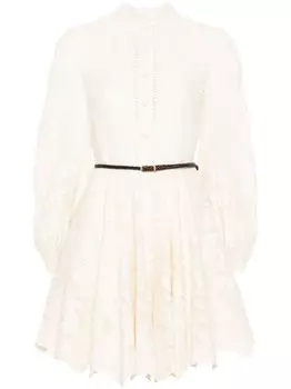 ZIMMERMANN платье мини Ottie с цветочной вышивкой, нейтральный цвет