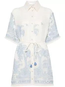 ZIMMERMANN платье мини Ottie с поясом, нейтральный цвет