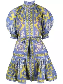 ZIMMERMANN платье мини Raie Lantern с цветочным принтом, зеленый