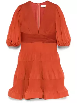 ZIMMERMANN платье мини со складками, красный