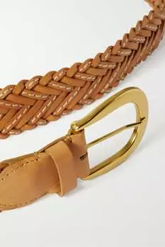 ZIMMERMANN Плетеный кожаный поясной ремень с отстрочкой, бежевый