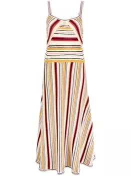 ZIMMERMANN полосатое платье миди, нейтральный цвет