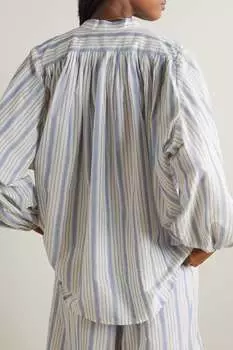 ZIMMERMANN Рубашка из ситца в полоску из хлопка и вуали, синий