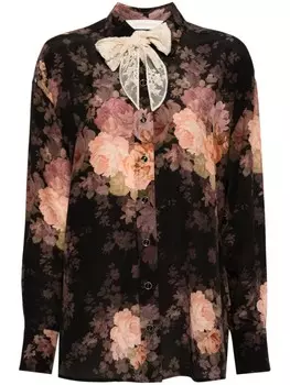 ZIMMERMANN рубашка с кружевным шарфом, черный