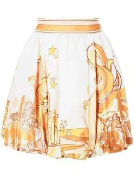 ZIMMERMANN шелковая юбка мини с графичным принтом, коричневый